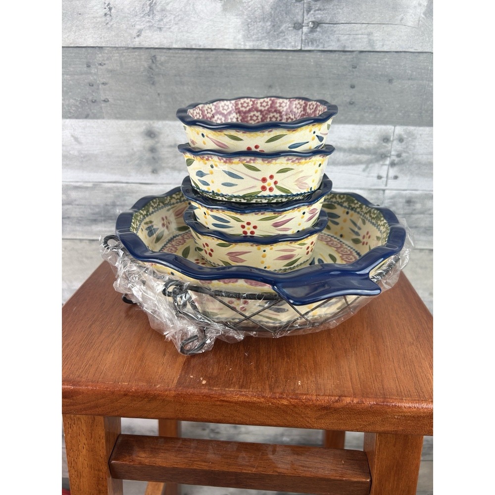 Temp-Tations By Tara Blue Old World Cup Cake And Serving Set - Picture 5 of 9